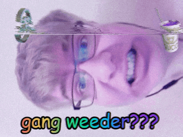 a picture of a man with glasses and the words gang weeder on it