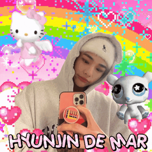 hyunjin de mar takes a picture of himself
