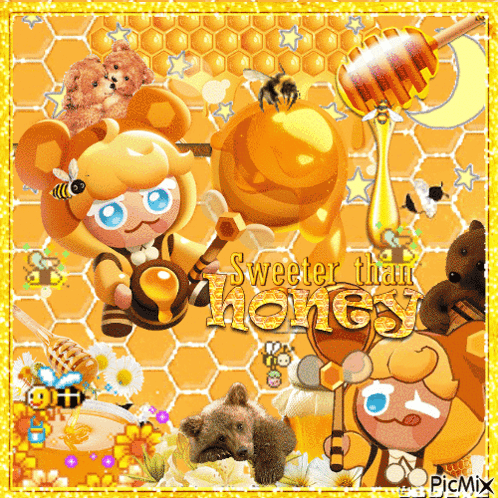 a picture of a bee cookie with the words sweeter than honey