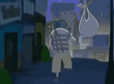 a cartoon of a man walking down a street with the words no me olvides written below him