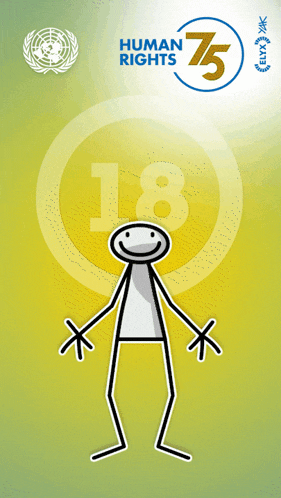 a poster for human rights with a stick figure on it