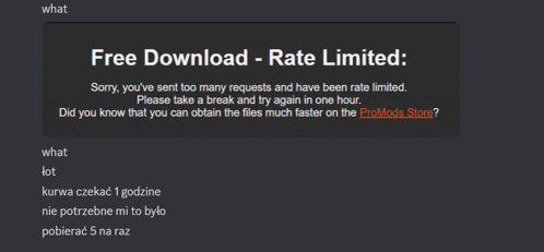 a screenshot of a free download rate limited page