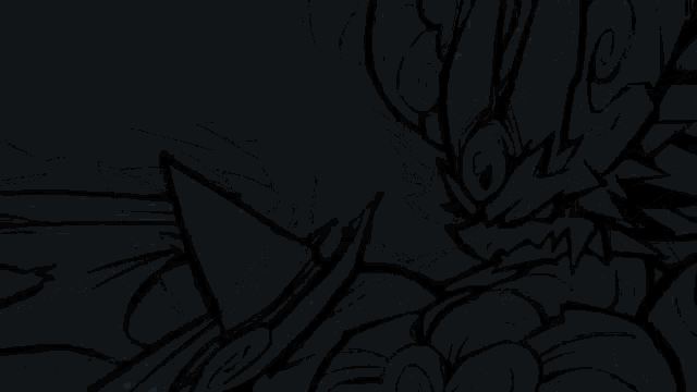 a drawing of a monster with a blue background
