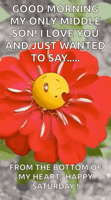 a good morning my only middle son ! i love you and just wanted to say .