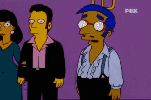 a couple of cartoon characters standing next to each other with a fox logo on the bottom right