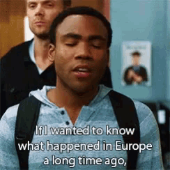 a man with a backpack is talking about what happened in europe a long time ago .
