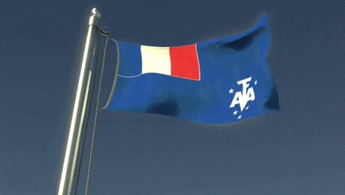 a blue flag with a red white and blue stripe and the letter aa