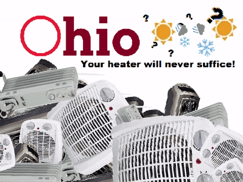 a bunch of heaters are stacked on top of each other with ohio written on the top