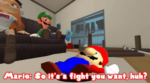 Smg4 Mario GIF - Smg4 Mario So Its A Fight You Want Huh GIFs