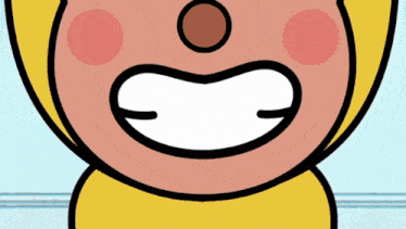 a close up of a cartoon character with a big mouth