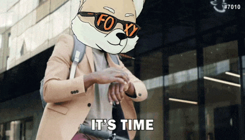 a man with a fox on his head says it 's time