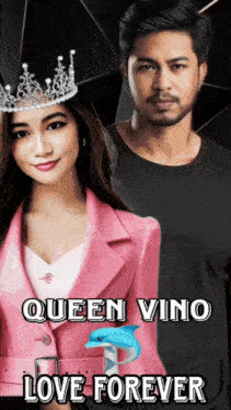 a poster for queen vino love forever shows a man and woman