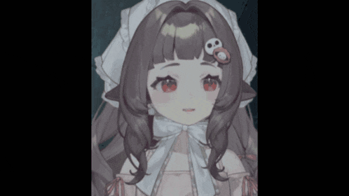 a girl with a pacifier in her hair has a skull on her head
