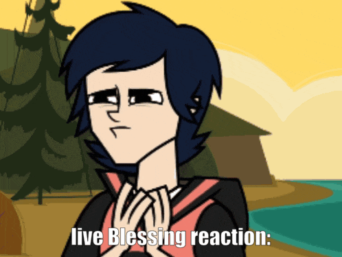 a cartoon character says live blessing reaction on the bottom