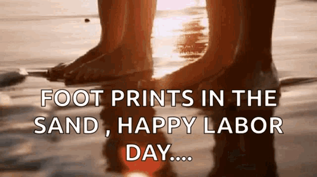 footprints in the sand , happy labor day