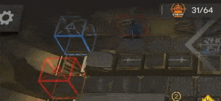 a video game is being played on a cell phone with a lot of graphics and a lot of moving objects .