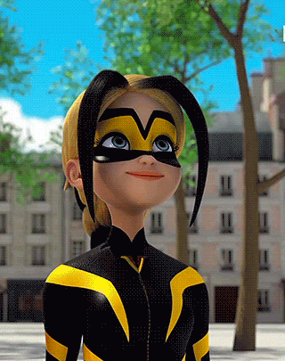 a cartoon character wearing a black and yellow costume and a mask