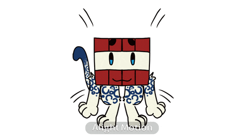 a cartoon drawing of a cat made out of a block