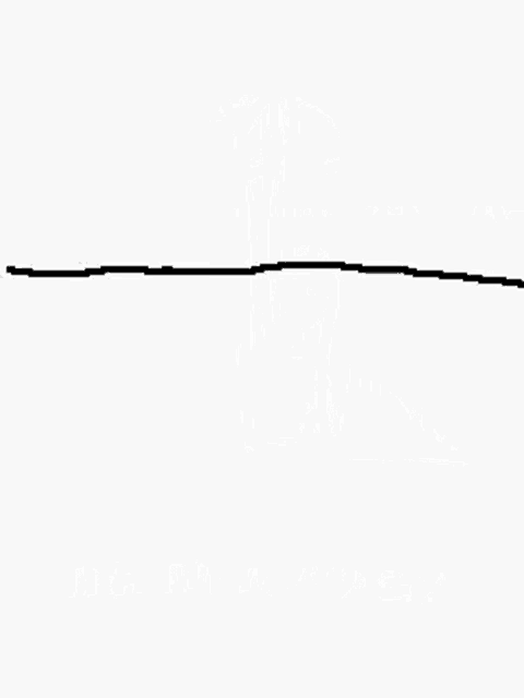 a black and white drawing of a group of people standing next to each other in front of a palm tree .