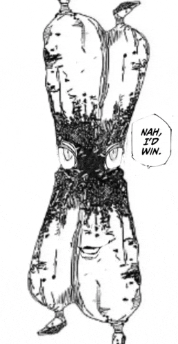 a black and white drawing of a person with the words nah i 'd win