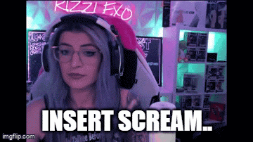 a woman wearing headphones says insert scream on a screen