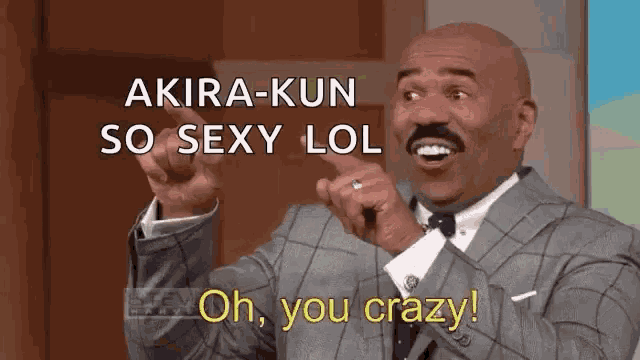 a man in a suit and tie is making a funny face and says oh you crazy