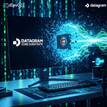 a computer monitor with the word datagram on the screen