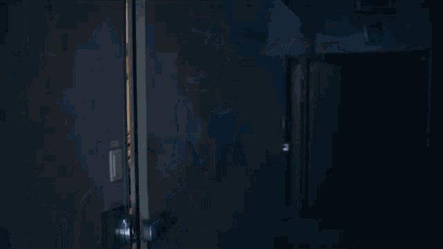 a blurry picture of a person standing in a doorway .
