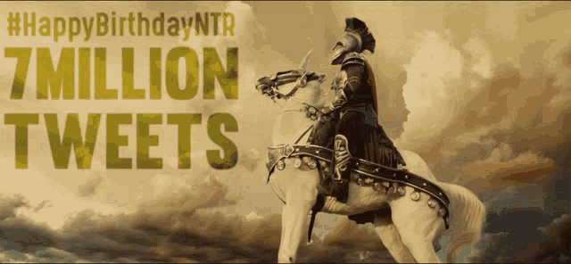 a knight on a white horse with the words 7 million tweets