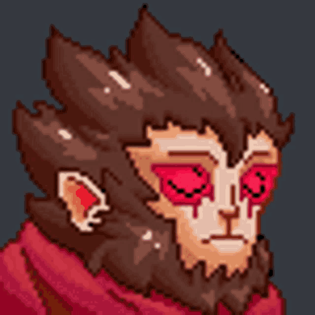 a pixel art drawing of a monkey with a brain on his head