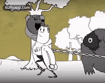 a cartoon of a man wearing a hoodie that says ' help ' on it