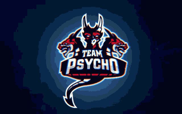 a logo for team psycho shows a devil with horns and a tail