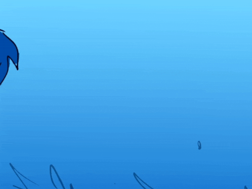 a blue background with a drawing of a cloud and a person