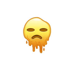 a melting smiley face with a sad look on it