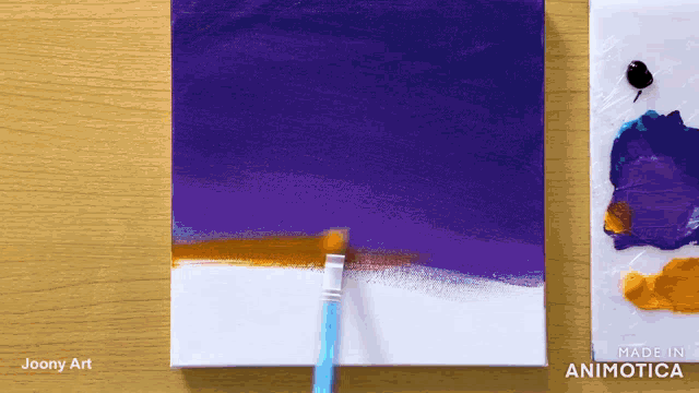 a painting is being painted with a brush and the words made in animatica are on the bottom