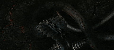 a snake with a very long neck is eating a skeleton