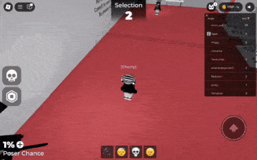 a screenshot of a video game shows a person named cherry standing on a red floor