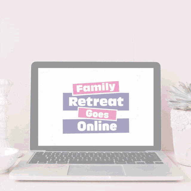 the family quiz show is being advertised on a laptop screen