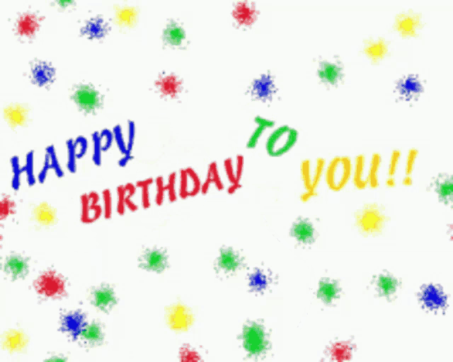 a blue and yellow balloon says happy birthday