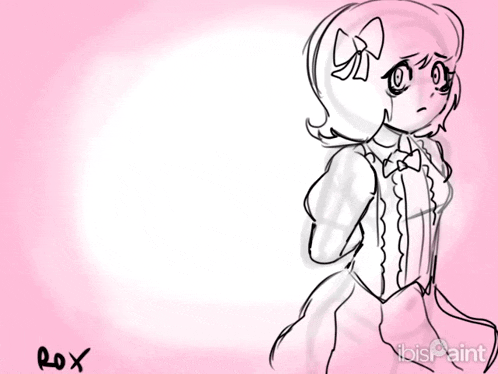 a drawing of a girl with the name rox on the bottom left