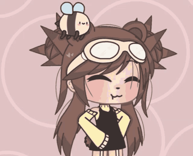 a drawing of a girl with a bee on her hair