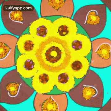 a drawing of a circular pattern with flowers and leaves