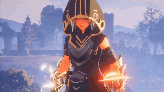 a person in a video game with a hood and a sword