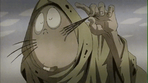 a cartoon character is wearing a hood and holding a sword