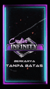 a neon sign that says creative infinity with a black background