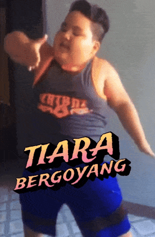 a picture of a boy dancing with the words tiara bergoyang on the bottom
