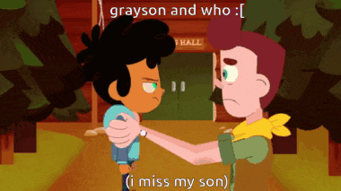 a cartoon of grayson and who holding hands with the caption i miss my son