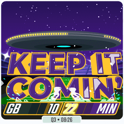 a sign that says keep it coming with a purple background