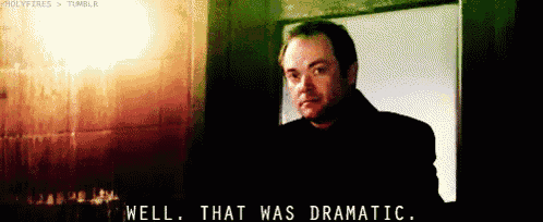 a man says " well that was dramatic " in a pixelated image