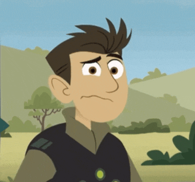 a cartoon character is making a sad face